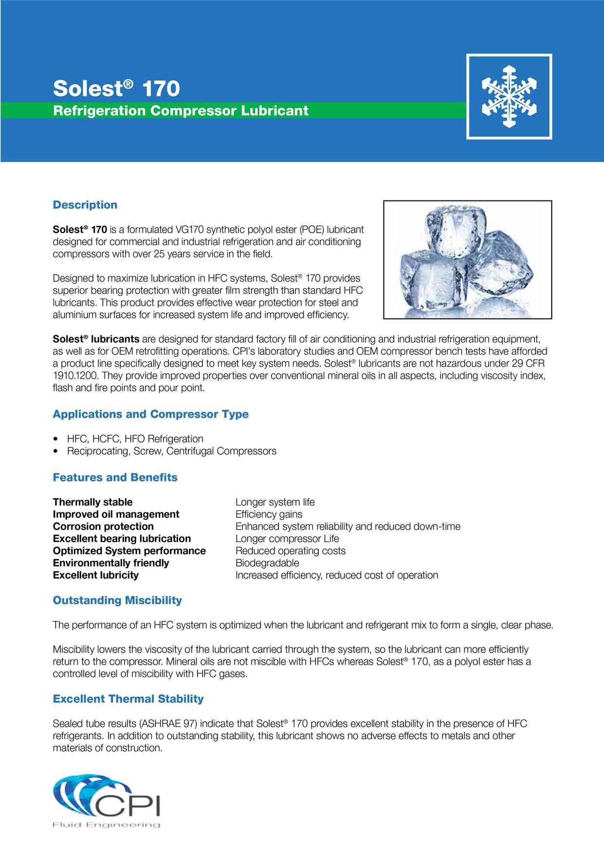 Solest 170 Product Datasheet